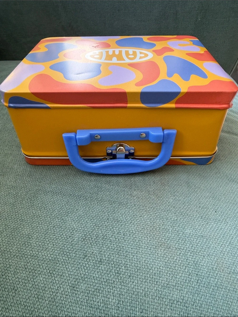 CAMP Brand Yellow Blue and Orange Retro Style Metal Lunchbox